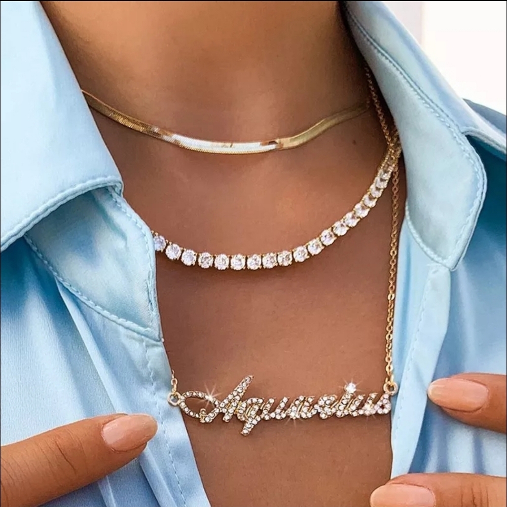 Gold and Silver Aquarius Necklace Set